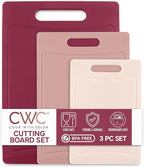 COOK WITH COLOR Non-Slip Cutting Board Set – Kitchen Essentials with Easy Grip Handle for Meat, Veggies, and Fruits, 3 Cutting Boards, Rose