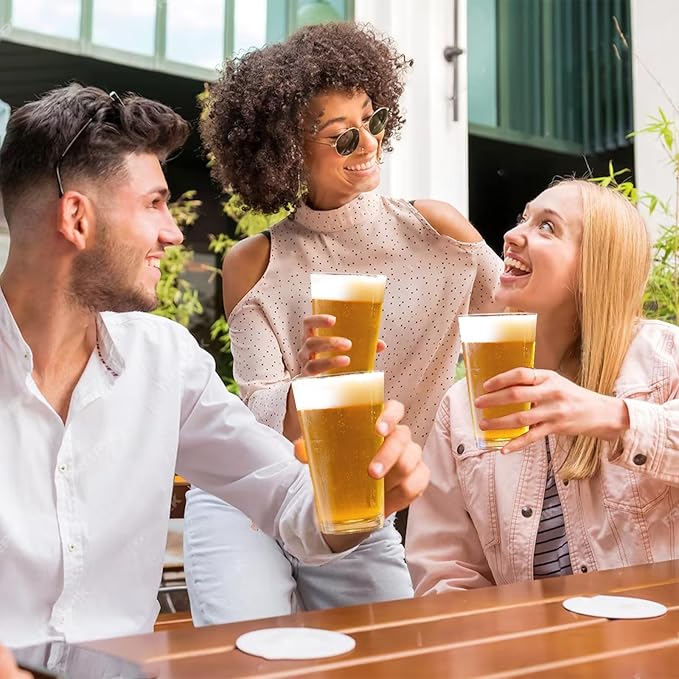 Pint Glasses Set of 6-16 oz Drinking Glasses, Beer Glasses, Tall Glass Cups for Cocktails, Juice & Water - Heavy Duty, Durable, Dishwasher Safe - Perfect for Home, Bar & Kitchen Use