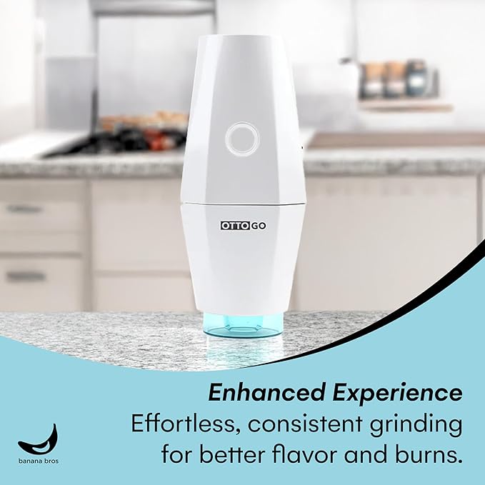 Banana Bros - OTTO GO Electric Smart Spice Grinder - Automatic Herb Grinder with Smart AI Technology - Rechargeable via USB - Portable Milling for Dry Herbs and Spices - White - No Carrying Case