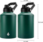 BJPKPK One Gallon(128 oz) Insulated Water Bottle, Dishwasher Safe Stainless Steel Thermos, BPA Free Jug with Ergonomic Handle & Anti-slip Bottom, Large Water Bottle, Army Green