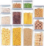 12 Pcs Pop Airtight Food Storage Containers with Lids for Kitchen Pantry Organization Stackable Cereal Snacks Flour Sugar Coffee Spaghetti (1.2, 2.0, 2.7, 3.3qt)*3