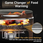 Chafing Dishes for Buffet, 6QT Round Stainless Steel Chafing Dish with Transparent Hydraulic Lid, 304 Food Pan, Buffet Warmer for Parties and Events (Wood Color)