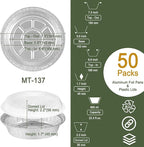 7" Aluminum Foil Pans with Clear Lids 50 Pack,Heavy Duty Disposable Containers for Roasting,Storing,Baking,Cooking, Deep Dish Pie Pans, Recyclable