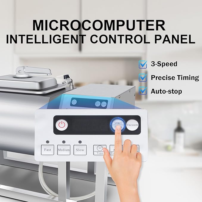 CLIVIA Vacuum Tumbler Marinator, 18L Meat Tumbler Marinator Machine, Three-Speed Automatic Bidirectional Rotation, Stainless Steel Marinating Curing Meat Tenderizer for Chicken Steak Burger Shop