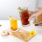 Vintage Ribbed Glassware Set with straws, 16oz Drinking Glasses, Origami Style Set of 4, Fluted Design, Ideal for Water, Iced Coffee, Juice, Beer, Milk, Cocktail, Gift