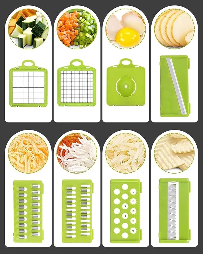 Vegetable Chopper, Veggie Chopper with Container and Lid, Kitchen Vegetable Slicer, Cheese and Onion Slicer, Multifunctional Food Chopper (White)