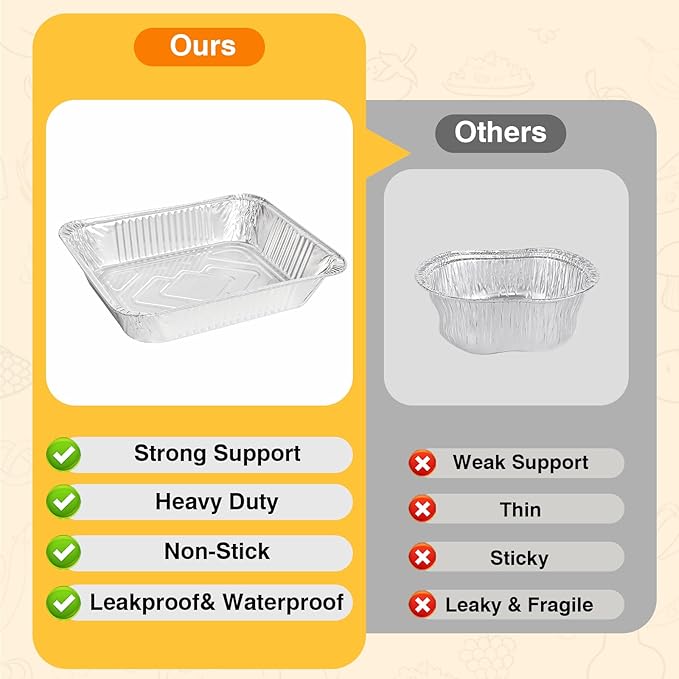 Gladify Aluminum Foil Pans 9x13 Disposable Baking Pans 30 Pack Heavy Duty Half Size Tin Foil Trays for Steam Table, Roasting, Cooking, Heating, Freezing Food