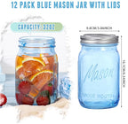 WELLIFE Wide Mouth Mason Jars,4 Pack Blue Mason Jars 32 OZ,Mason Jar for Decor Canning & DIY Crafts,Food Storage,Fermenting,Pickling,Meal Prep