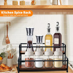 Coffee Syrup Rack Organizer - 2-Tier 10 Syrup Bottles Holder for Coffee Bar, Liquor Bottle Display Shelf - Rustic Kitchen Cabinet for Spices, Jars - Stepped Pantry Shelf for Syrup, Wine, Tea & Coffee