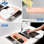 LASSHSWA Collapsible Colander and Strainer for Kitchen, Over the Sink Strainer Basket for Kitchen, Fruit Pasta Food Strainer Expandable Plastic Colander with A Sink Drain Strainer Stainless Steel