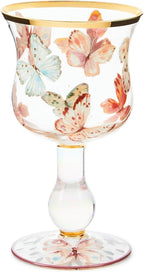 MACKENZIE-CHILDS Stemmed Wine Glass, Decorative Wine Glassware, 16 Ounces, Butterfly Hill