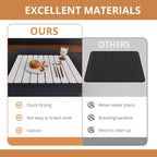 Large Stone Dish Drying Mat for Kitchen Counter, 24"×16" Quick Dry Collapsible Diatomaceous Earth Mat – Super Absorbent Foldable Drying Pad for Dishes (White, 23.2" x 15.4")