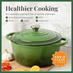 Larder & Vine Enameled Cast Iron 5.7qt Dutch Oven Pot with Lid | Bread Baking | Compatible on All Cooktops & Oven Safe to 500° F | Great for Sourdough Bread | Okra