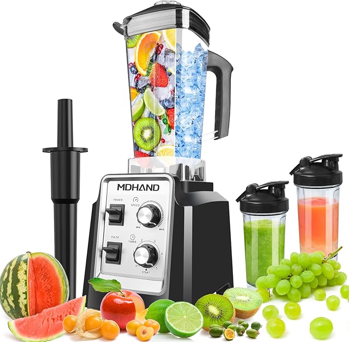 MDHAND 1400W Professional Blender for Kitchen, Smoothie Blender with 68 Oz Pitcher & Two 18-Oz Cups, Compact Countertop Blenders for Smoothies, Frozen Drinks, Ice Crushing