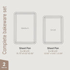 Diamond Bottom Cookie Sheet Set of 2, Nonstick Gray Carbon Steel Baking Pans for Crisp Baking, Space-Saving Stackable Trays, PFOA, PFOS, PTFE Free, Oven Safe Up to 450°F, Small & Medium Pans