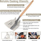 P&P CHEF Silicone Cooking Utensils Set, 12PCS Kitchen Utensils Set with Wooden Handle for Nonstick Cookware, Ladle, Spoon, Spatula, Tong, Heat-resistant & Non-scratch, Non Smell & Healthy, Khaki
