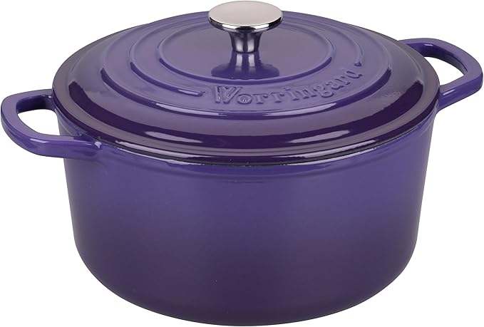 Enameled Cast Iron Dutch Oven Pot with Lid, for Sourdough Bread Baking, Round Dutch Ovens, 6 Quart, Purple