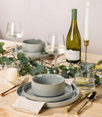 TheTerra Ceramic Dinnerware Sets for 6, 18 Pieces Porcelain Lightweight Plates and Bowls Sets, Scratch Resistant Dish Set, Oven & Microwave & Dishwasher Safe, Desert Sage