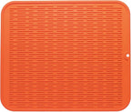 Silicone Dish Drying Mat for Multiple Usage,Easy clean,Eco-friendly,Heat-resistant Silicone Mat for Kitchen Counter or Sink,Refrigerator or Drawer Liner Orange 2XL 24 inches x 18 inches