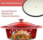 Oval Dutch Oven for Bread Baking, 4.5 Quart Non Stick Enameled Cast Iron Dutch Oven Pot with Lid, Oven Safe Oval Casserole with Lid up to 500°F for Baking, Braising, Stews, Roasting (Red)