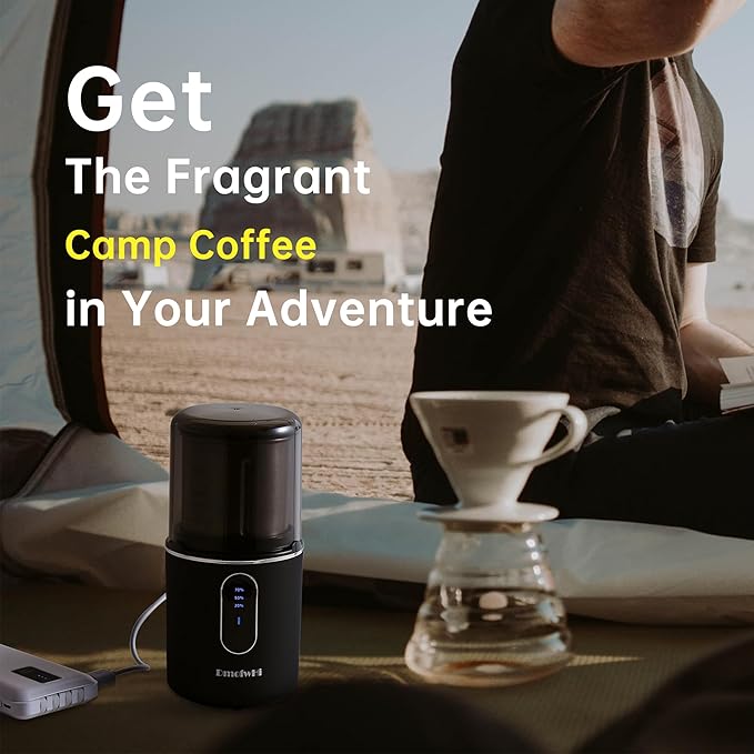 DmofwHi Cordless Coffee Grinder Electric, USB Rechargeable Coffee Bean Grinder with 304 Stainless Steel Blade and Removable Bowl-Black