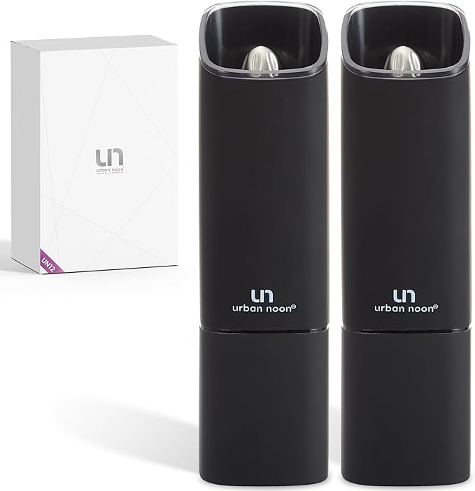 Automatic Salt and Pepper Grinder Set - Rechargeable Electric Salt and Pepper Shakers with Adjustable Coarseness, LED Light, One-Handed Use, Gravity Salt Grinder and Electric Pepper Mill