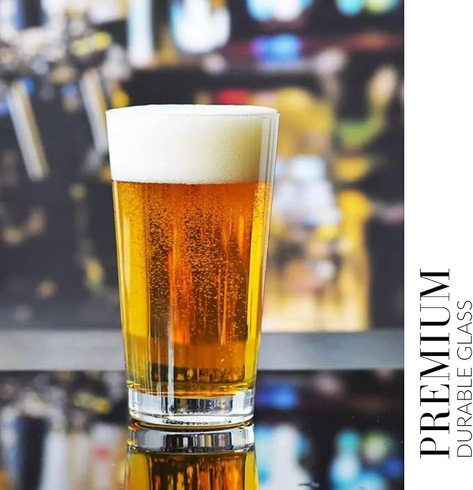 Krosno Classic Beer Glasses, Set of 6, 17.9 oz, Lager, Pilzner, Wheat Beer, Pint Glasses, Pure Collection, Dishwasher Safe, Made in Europe