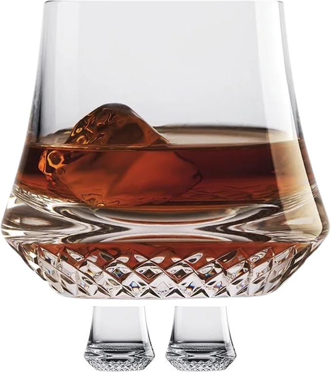 NUDE Whiskey Glasses Set of 4 SOF – 8.5 oz Premium Lead-Free Crystal Old Fashioned Rocks Glasses for Whisky, Scotch & Bourbon – Heavy Base, Dishwasher Safe, Luxury Gift Boxed Set Barware