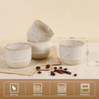 Ceramic Espresso Cups Set of 4, Double Walled Espresso Coffee Mugs for Nespresso Cups, Special glazed Demitasse Cups Expresso Coffee Cup for Espresso Machine (Speckled Off-White)