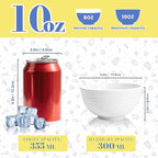 Wheat Straw Small Bowls 10 OZ, Unbreakable Dessert Bowls Set of 6, Microwave & Dishwasher Safe Bowl for Kitchen, Mini Reusable Plastic Bowl for Indoor Outdoor, White