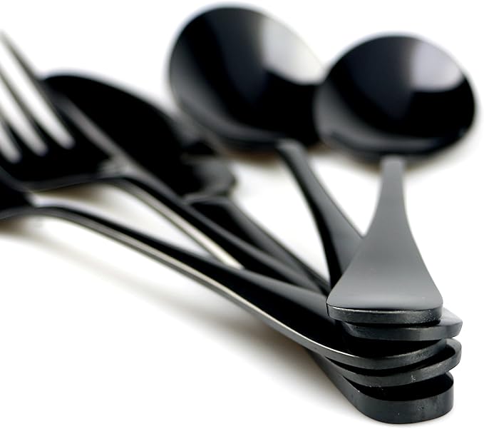 30-Piece 18/0 Stainless Steel Classical Flatware Set, Mirror Polishing Black, Service for 6