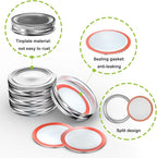 Mason Jar Lids and Rings 48Pcs Regular Mouth Canning Lids for Ball, Kerr Jars- Split-Type with Leak proof & Airtight Seal, Metal - Food Grade Material Silver/70MM