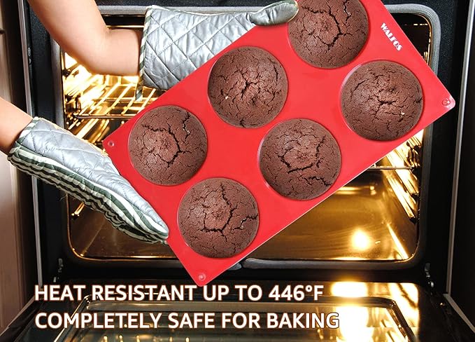 Walfos Silicone Whoopie Pie Baking Pans, 2 Pcs Non-Stick Muffin Top Pan. Food Grade and BPA Free Silicone, Great for Muffin, Eggs, Tarts and More, Dishwasher Safe