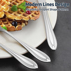 Silverware Set for 8, 40-Piece Flatware Set Include Spoons And Forks Set, Stainless Steel Cutlery Set with Line Pattern, Mirror Polished, Dishwasher Safe.