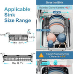 iSPECLE Dish Drying Rack with Sink Mat - Expandable Capacity in Sink Dish Rack for Kitchen RV Apartment, Large, Black