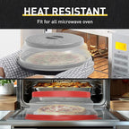 2 Pack Collapsible Microwave Splatter Cover, Vented Microwave Lid with Hook Hole, Splatter Guard for Plate Dish Bowl, Vegetable Fruit Colander Multi-function Kitchen Gadget(Grey & Red)