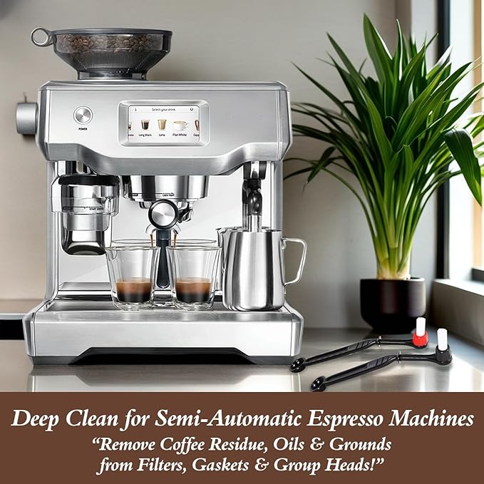 Espresso Coffee Machine Cleaning Brush 2 Pieces Coffee Brush Espresso Cleaning Brush with Spoon Head for Coffee Grinder and Espresso Cleaning