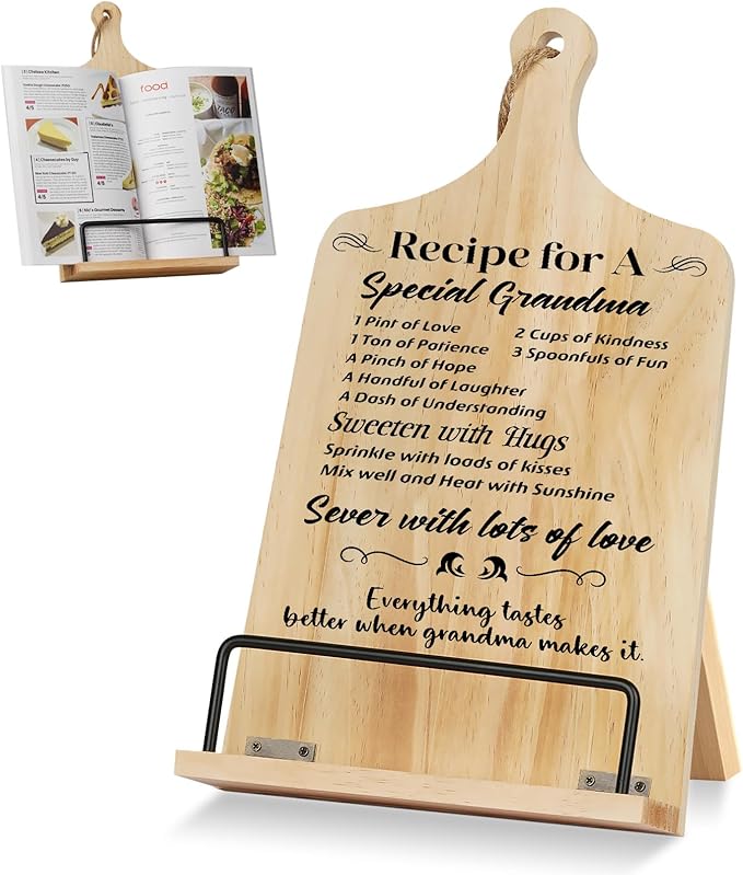 Gifts for Grandma, Grandma Gifts for Mothers Day from Grandkids, Cookbook Stand, Birthday Gift Recipe Book Holder Stand, Kitchen Baking Presents, Best Grandma Ever