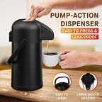 Airpot Coffee Carafe for Keeping Hot - 64 OZ/ 2.0L Coffee Dispenser with Pump - Insulated Stainless Steel thermal carafe for Hot Drinks Water Tea Chocolate - Hot Beverage Dispenser for Parties