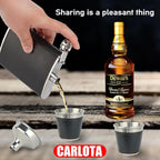 Hip Flask Gift Set, Hip Flasks for Liquor for Men with Black Leather Cover, 8 Oz Hip Flask Set, 18/8 Stainless Steel Hip Flasks for Liquor with 2 Cups & Funnel, Flasks for Liquor for Men Gift Box1