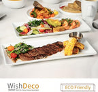 Serving Platters Set of 3, Large Serving Trays 14 inch, White Serving Plates, Ceramic Rectangle Plate, Long Platter for Cake, Sushi, Steak, Dessert, Buffet