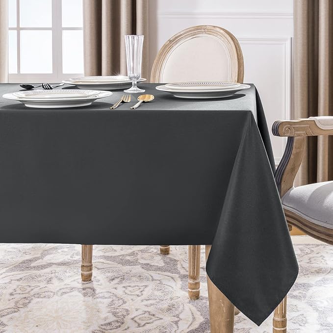 Softalker Rectangle Tablecloth, Waterproof & Stain Resistant Table Cloths Wrinkle Free Fabric Washable 210GSM Polyester Table Cover for Dining/Party/Outdoor - 60 x 84 inch,Grey