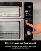 Ninja DCT401 12-in-1 Double Oven with FlexDoor, FlavorSeal & Smart Finish, Rapid Top Convection and Air Fry Bottom , Bake, Roast, Toast, Air Fry, Pizza and More, Stainless Steel