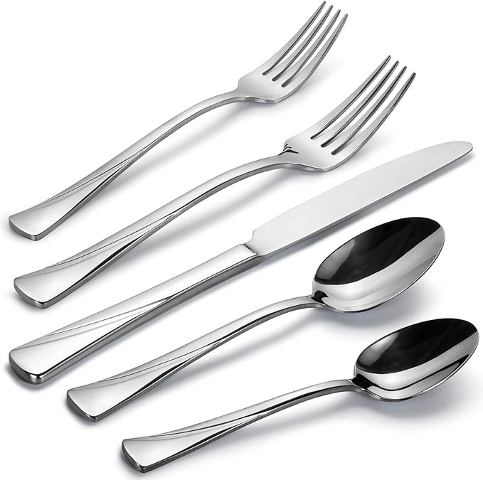 Alata Alice 20-Piece Silverware Set Stainless Steel Flatware Set,Service for 4,Mirror Polished Cutlery Set,Dishwasher Safe