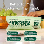 Cleanomic Compostable* Snack Size Food Storage Bags (50 Eco Zip) Freezer and Leak Proof, Also Available Gallon, Quart and Sandwich Size Bags