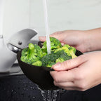 Meadow Lane 6-inch Small Colander, BPA-Free, Dishwasher Safe, Double Handles, Compact Food Strainer for Berries, Veggies and Pasta, 3-Cup Capacity, Glossy Black