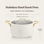 BEZIA Large Stainless Steel Stockpot, 12 Quart Stainless Steel Stock Pot, Even Heat Distribution, Induction Compatible Pot with See-Through Lid, Ideal for Stews, Simmering & Soups, Dishwasher Safe