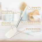 TeamFar Cooking Utensils Set, 5 Pcs Silicone Kitchen Utensils with Stainless Steel Handle, for Nonstick Cookware Flipping Frying Turning Draining, Heatproof & Healthy, Healthy & Easy Clean, White