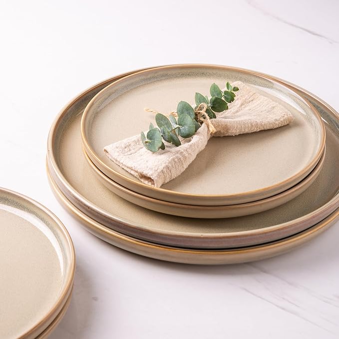 AmorArc Dinner Plates Set of 6, 10.5 Inch Reactive Glaze Ceramic Plates Set, Microwave, Dishwasher Safe, Scratch Resistant, Modern Large Dinnerware Dishes Set Kitchen Stoneware Plates