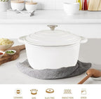 Dutch Oven,Cast Iron Dutch Ovens,Dutch Oven Pot with Lid,3 QT Enamel Dutch Pot,Dutch Ovens with Dual Handles,Cast Iron Pot for Braiser,Cooking,Gifts for Family,White